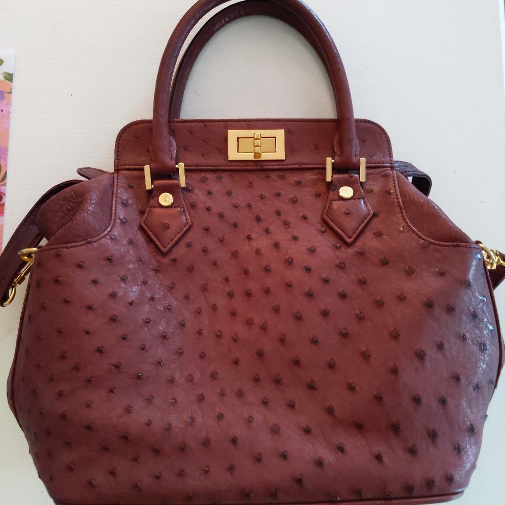 Ostrich skin burgundy handbag